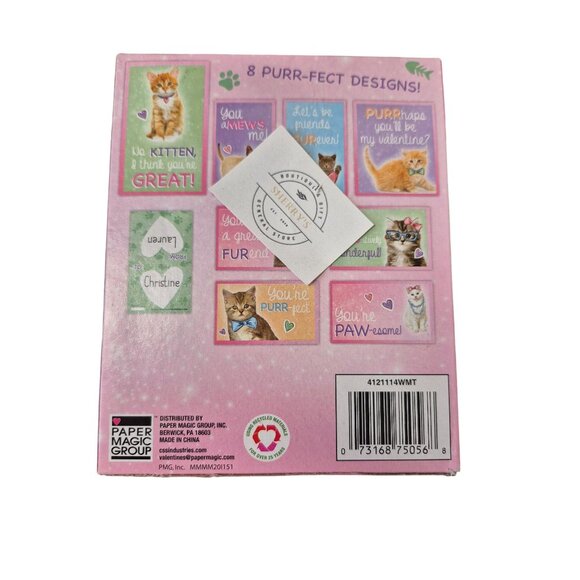32 Pretty Kitty Valentines Cards For Kids Ages 3+ Studio 2/14 - Picture 2 of 2
